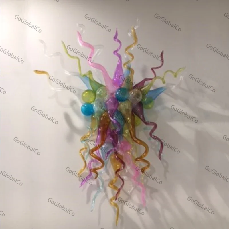 

Elegant Hand Blown Glass Wall Lamp Indoor Art Design Colorful LED Home Hotel Decoration 32 Inches