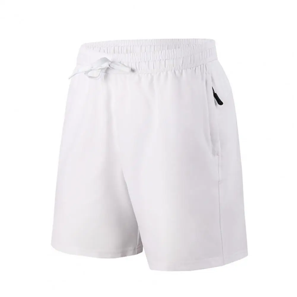 Pantalones cortos de talla grande para hombre, Shorts informales con cordón ajustable, cintura elástica, Color sólido, transpirables, cintura media, novedad de verano