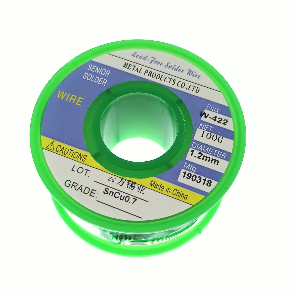 100 جرام Sn99.3 Cu0.7 الرصاص خالية لحام سلك القصدير 0.8/1.0/1.2/1.5/2.0 مللي متر القطر الأخضر لحام لحام الأساسية للإلكترونيات #5
