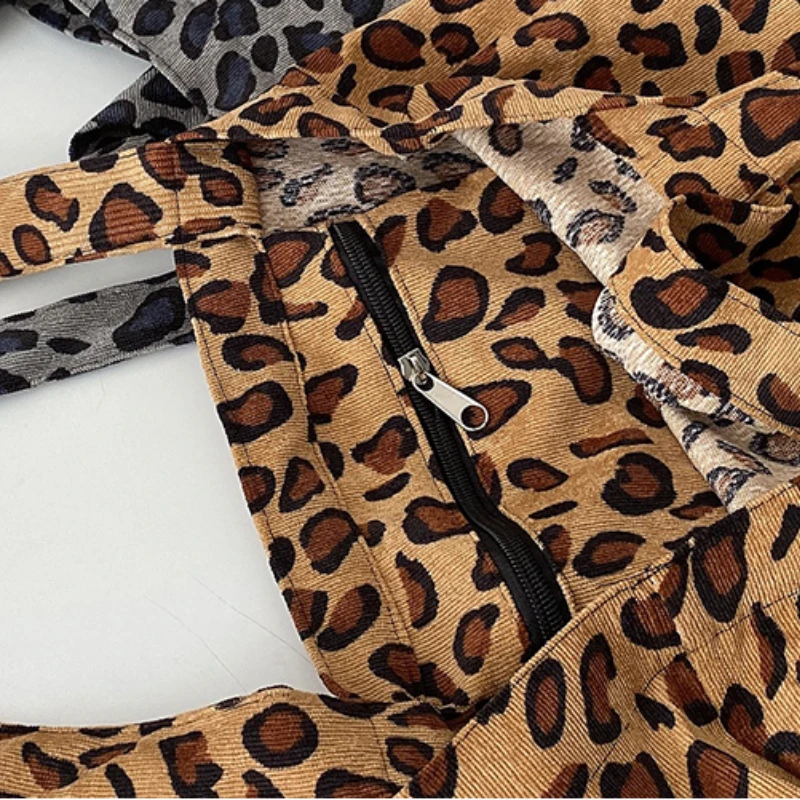 Casual Canvas Tote Bags Shopping  for Students Leopard Large Capacity Book  Handbags Eco Fashion High Quality Ins Ulzzang