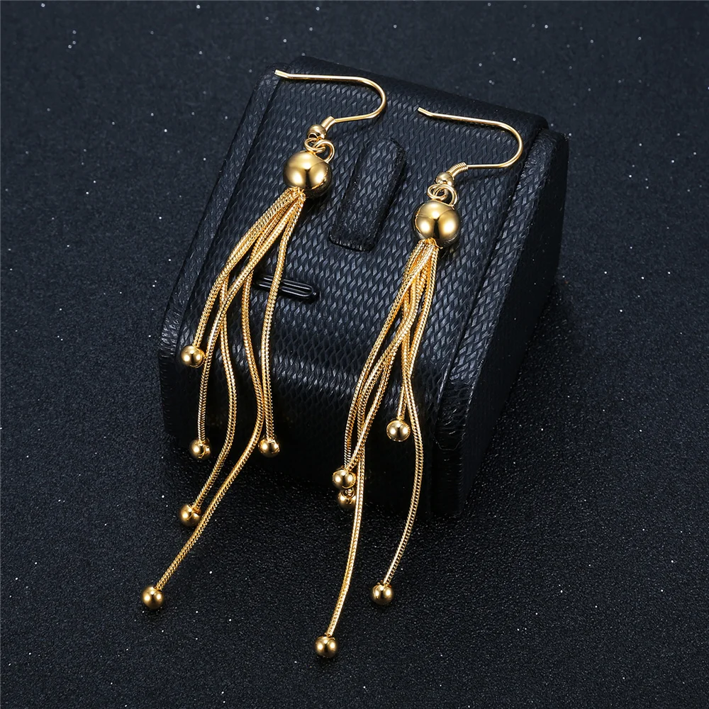 2021 New Long Tassel Dangle Earrings for Women Gold Color Wedding Drop Earing Korean Fashion Jewelry Gifts