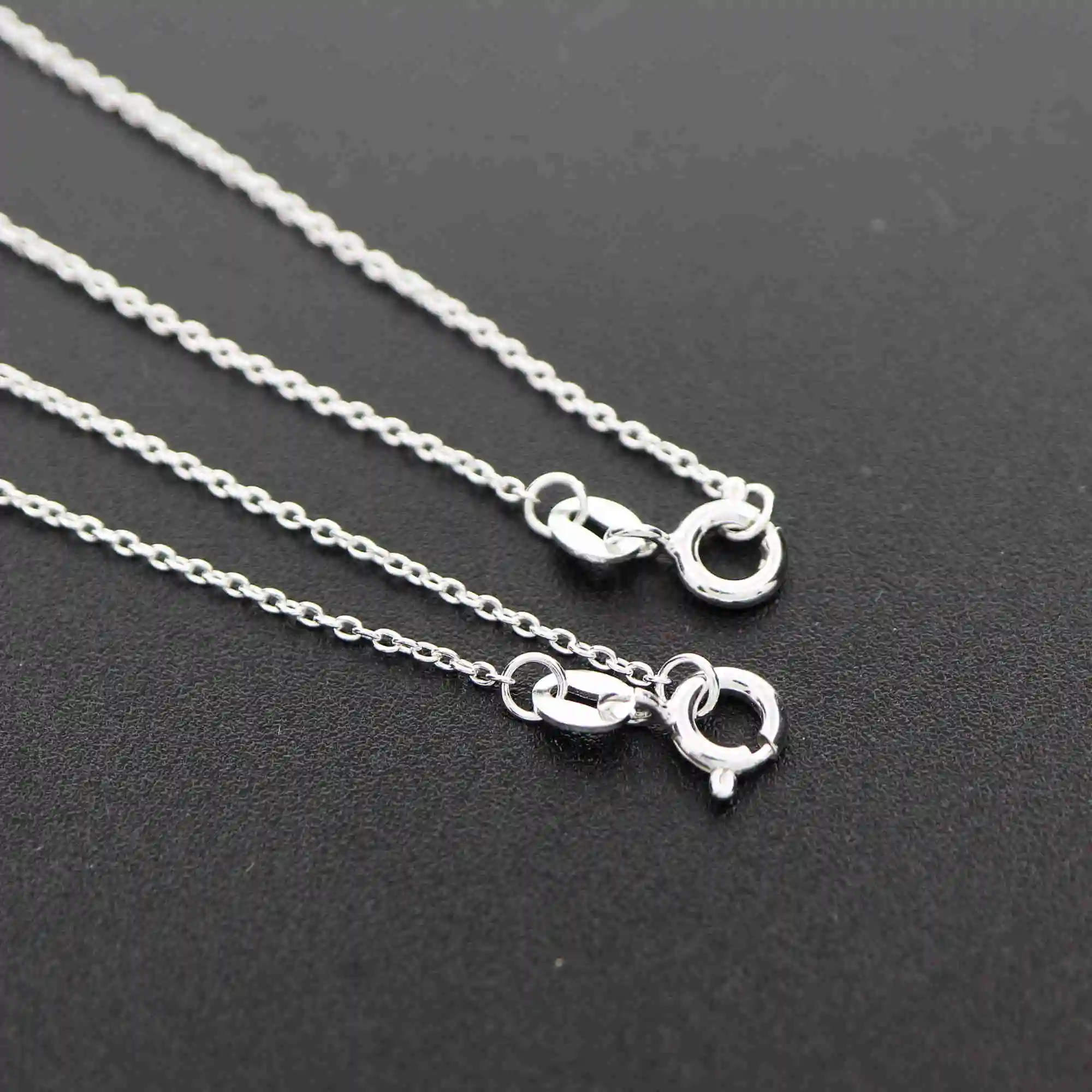 18-20Inches Simple O Ring 925 Sterling Solid Silver Necklace Chain DIY Supplies 1322047