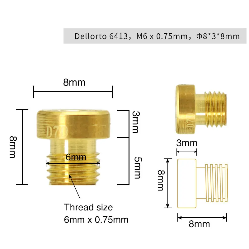 ZSDTRP 10Pcs/set 6mm Main Jet M6 Jets For Dellorto Carburetor PHBH PHBL PHBN PHBE PHBR PHVA PHVB #66-#155