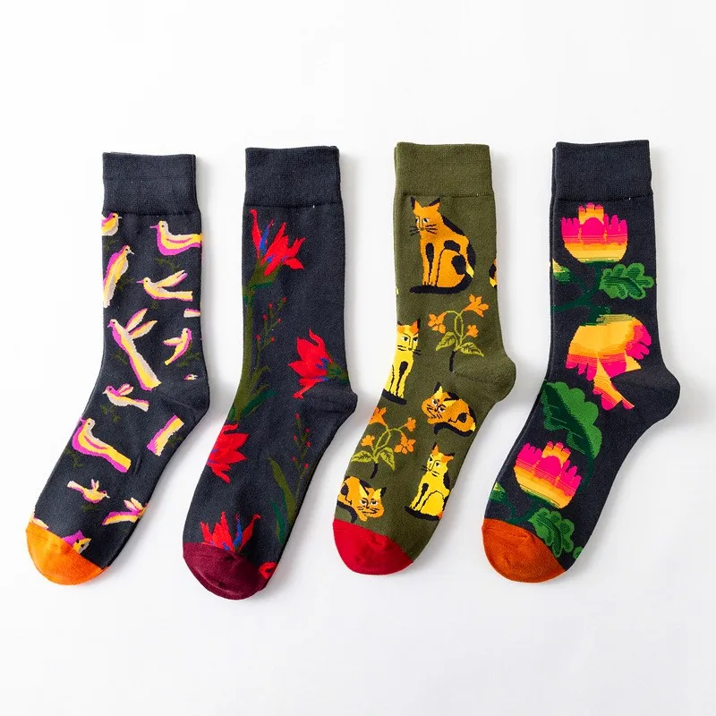 1 Pair Women Socks Cartoon Dog Octopus Flower Plant Kawaii Funny Casual Female Cotton Sock Hosiery Streetwear Harajuku Crew Sock image 3
