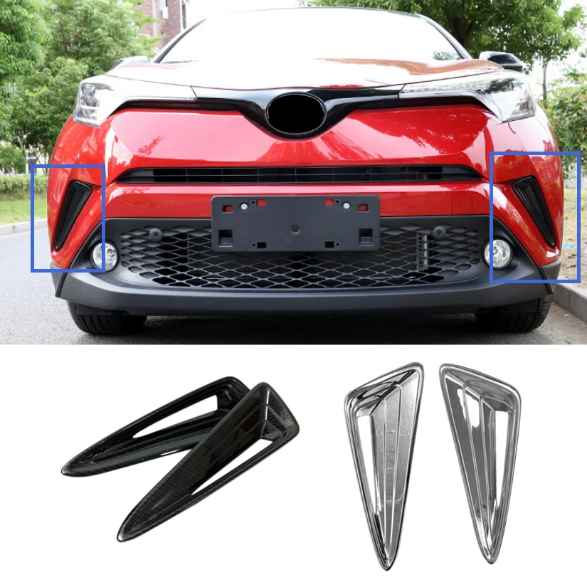 

For Toyota C-HR CHR C HR 2016-2020 Front Fog Light Decoration Sequins Fog Lamps Cover Trim ABS Chrome/carbon fiber car styling