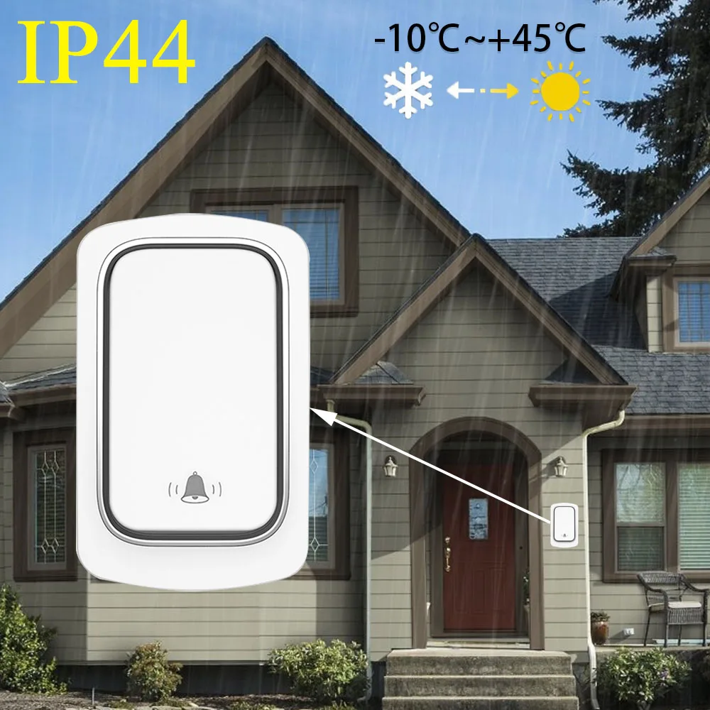 Outdoor Wireless Doorbell 220V Smart Kinetic Ring Bell Sets 2 in 1 Receiver Waterproof Self-powered No battery For Home Control