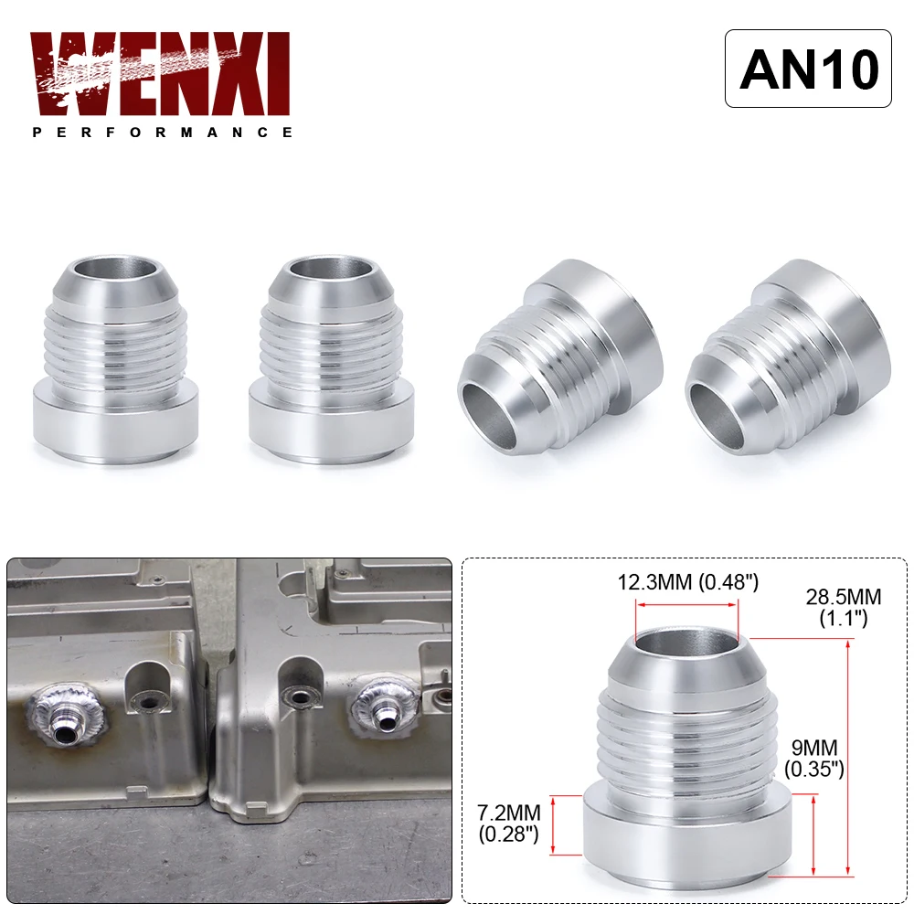 4PCS/PACK Top Quality Aluminum AN10-AN Straight Male Weld Fitting Adapter Weld Bung Nitrous Hose Fitting Silver