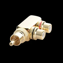 Gold Plated AV Audio Splitter Plug RCA Adapter 1 Male to 2 Female F connector