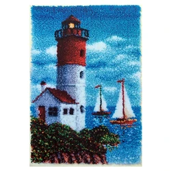 needle for carpet embroidery landscape lighthouse latch hook rug kits big size do it yourself needlework button package foamiran