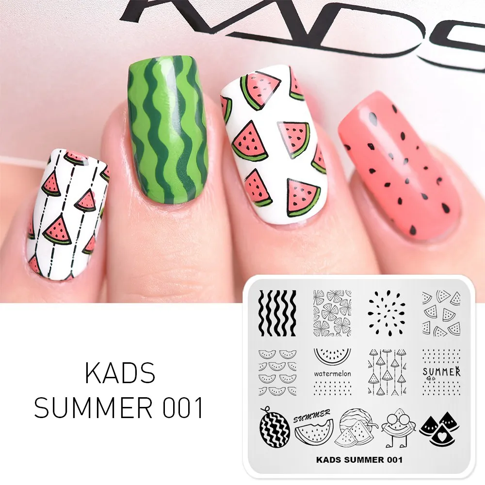 Summer Series Nail Stamp Plate Watermelon Flower Leaves Pattern Nail Stamping Image Temlate For DIY Nail Decoration Print Mold