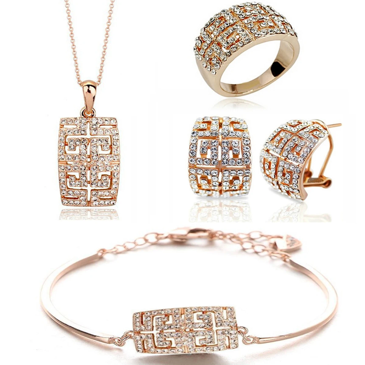 The New Design Hot Sale gold-color Austria Crystal Jewelry Set For Women