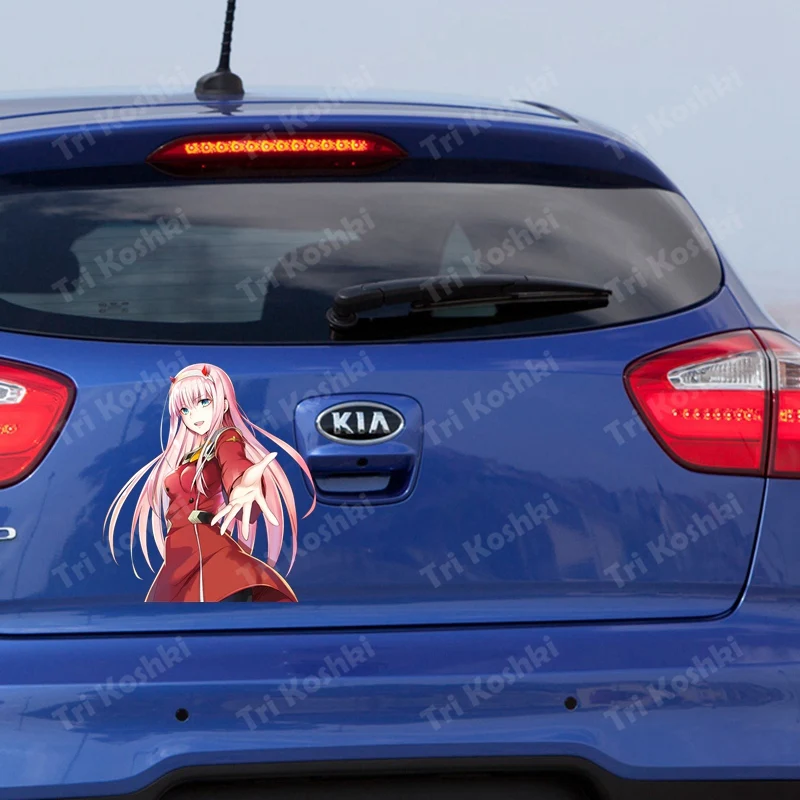 Tri Koshki KCS180 Anime prety Darling In The Franxx Zero Two Car Sticker PVC Colorful Decals Sticker on Car Bumper laptop