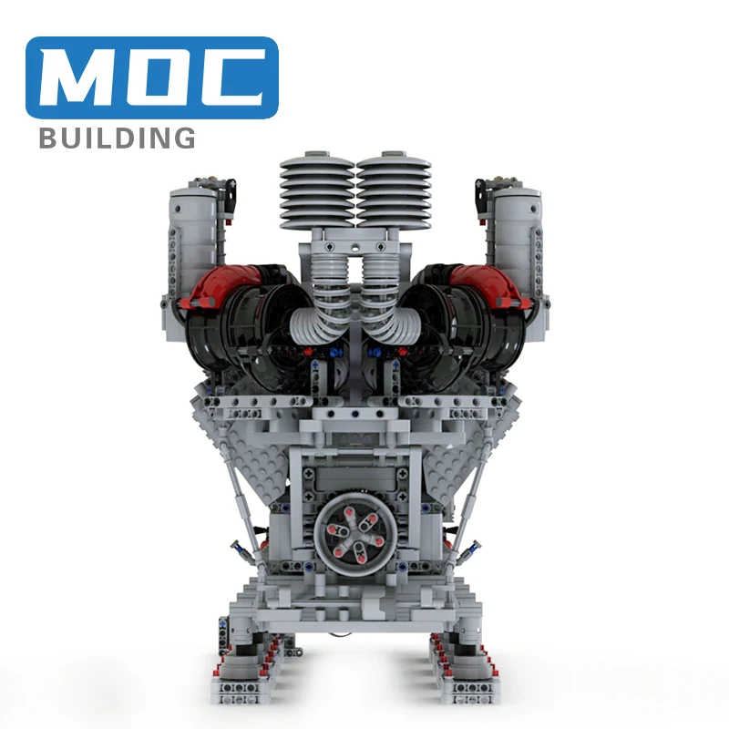 V16 Dieselmotor MOC Bouwsteen Klassieke Creatieve Technologie Bakstenen Educatieve Motor Machine Speelgoed Kerst Display Geschenken