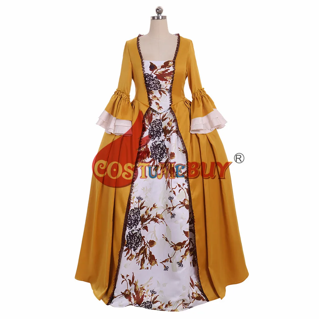 Costumebuy Outlander Claire Randall Tudor Marie Antoinette rokoko barokowa wiktoriańska suknia balowa kobiety żółta sukienka Custom Made