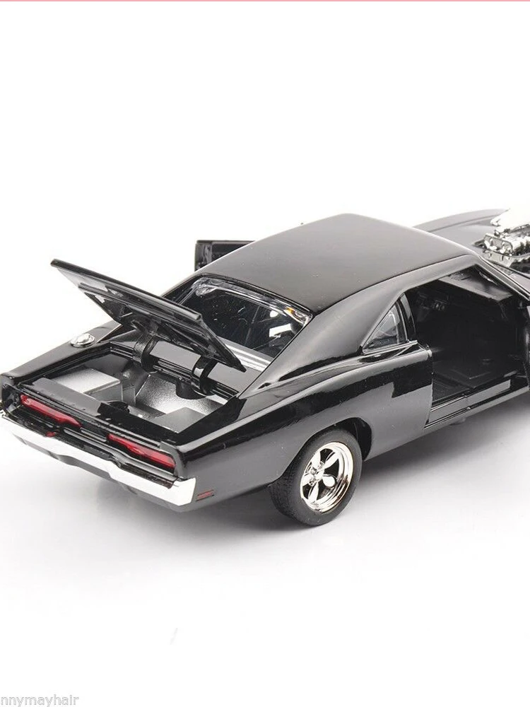 1/32 Diecast Alloy Car Model Minicar Dodge Charger Black Vehicle Toy W/light&sound