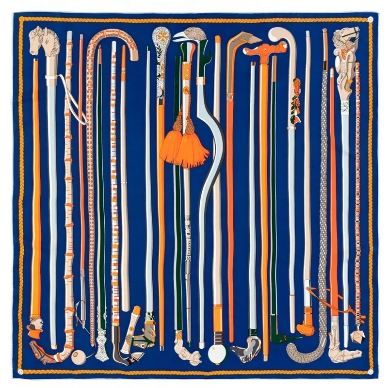 POBING Manueller handgerollter Twill-Seidenschal für Damen, Streitendruck, quadratische Schals, Echarpes, Foulards, Femme, Wickeltuch, Bandana, kleiner Hijab, 90 cm – Detail 9