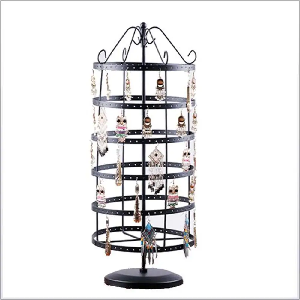 Jewelry Organizer Stand 6-Layer Rotating Jewelry Storage Display Wrought Iron Hanging Earrings Necklaces Bracelets Display Stand