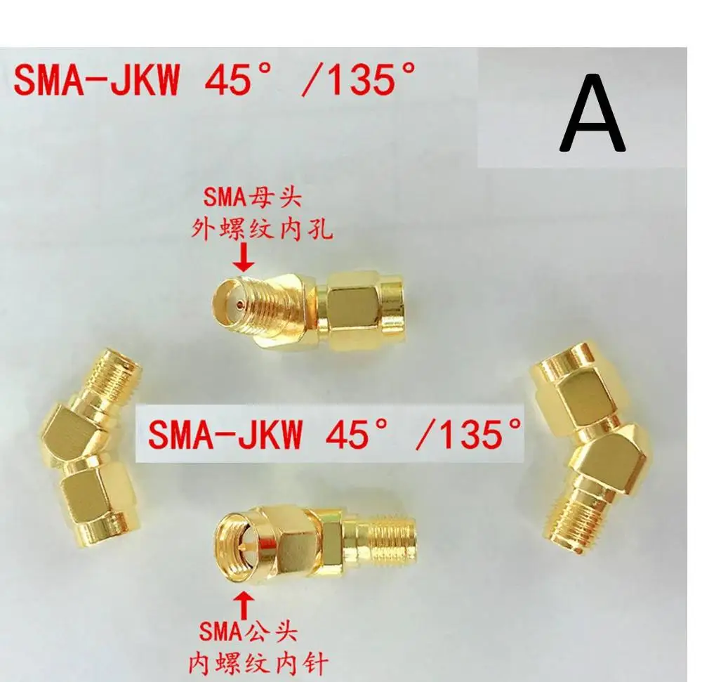 2個銅sma RP-SMAオスメスエルボーアダプター90 135度傾斜角度SMA-JKW fpvゴーグルビデオレシーバーfatshark skyzone