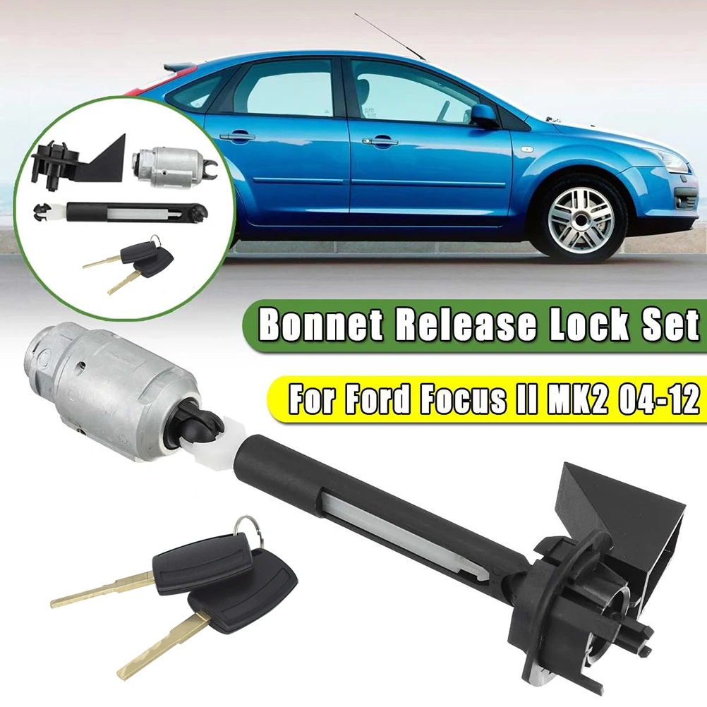 

Short Type Rod Bonnet Release Lock Latch Repair Kit Key Set For Ford Focus MK2 C Max Kuga 2004-2012 4556337 4M5AA16B970BA