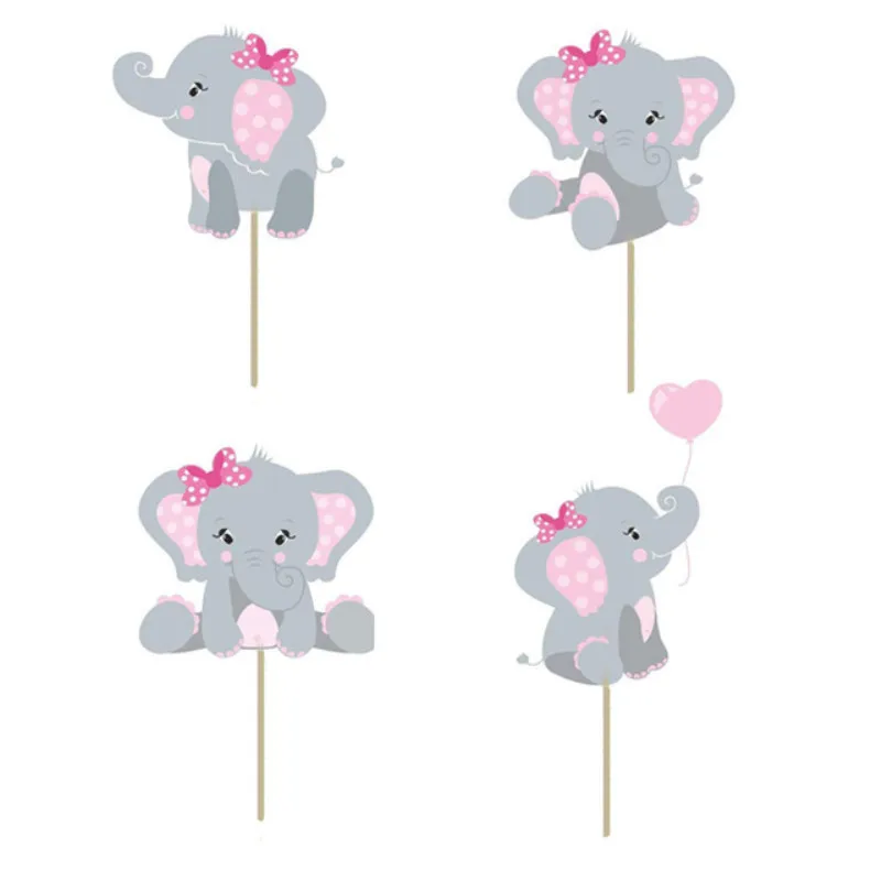 

Custom Elephant Cupcake Topper, Glitter Picks, Cake Topper for Baby Shower, Girl, Boy, Kids Birthday Party Decoration