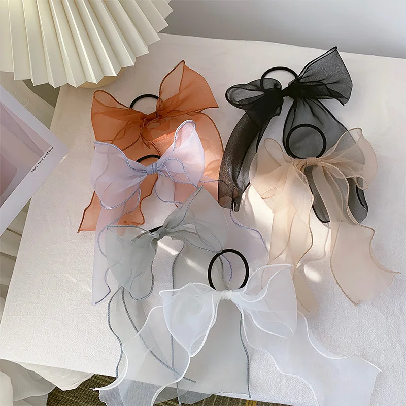 New Fashion Small Fresh Organza Hair Band Bow Tie Elastic Hair Bands Rubber Band Hair Accessories Headdress