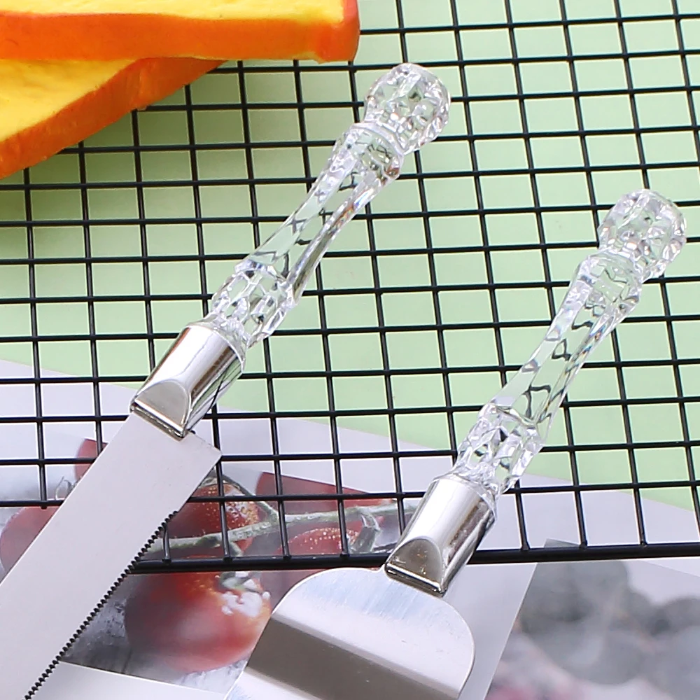 2Pcs Stainless Steel Cake Shovel Set Bread Pizza Knife Dessert Pie Fondant Divider Cutter Spatula Server Baking Tool for Wedding