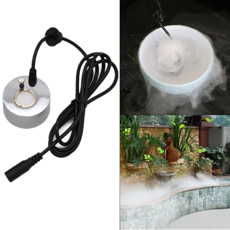 Mist Maker Fogger Ultrasonic Humidifier 2Pcs Atomizing Heads Water Fountain Pond Fog Atomizer Air Humidifier US Plug