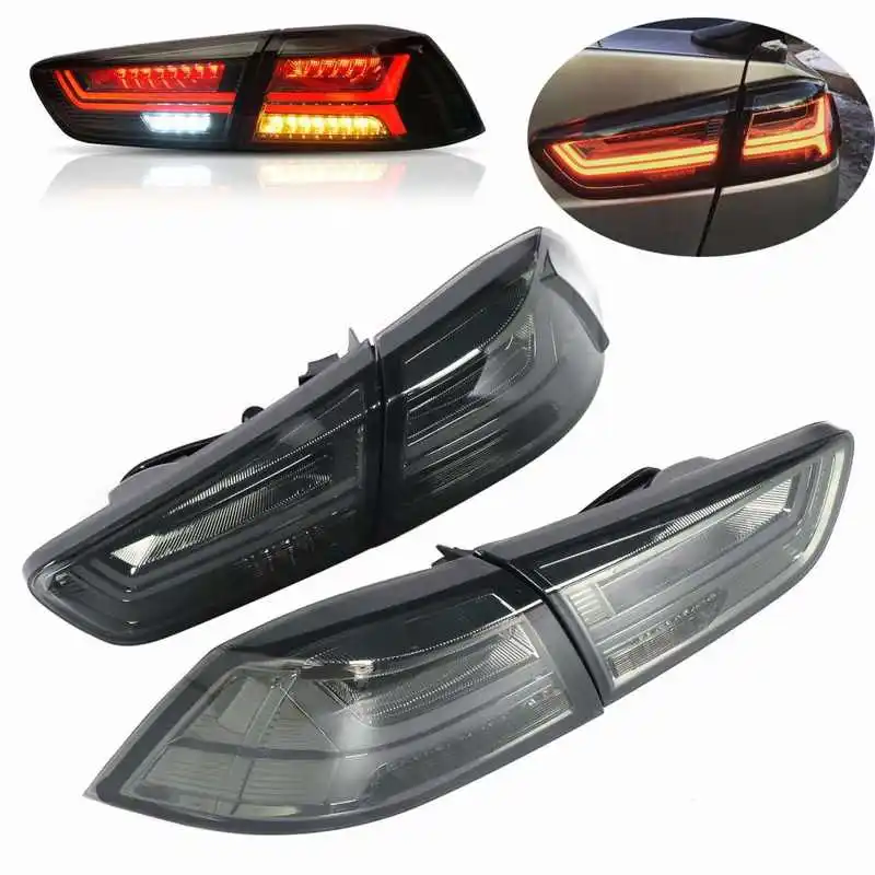 1 Pair VLAND Full LED Dynamic Tail Lights Assembly Turn Signal Smoke Lens Fit for Mitsubishi Lancer/Evo X 2008-2017 Car Styling