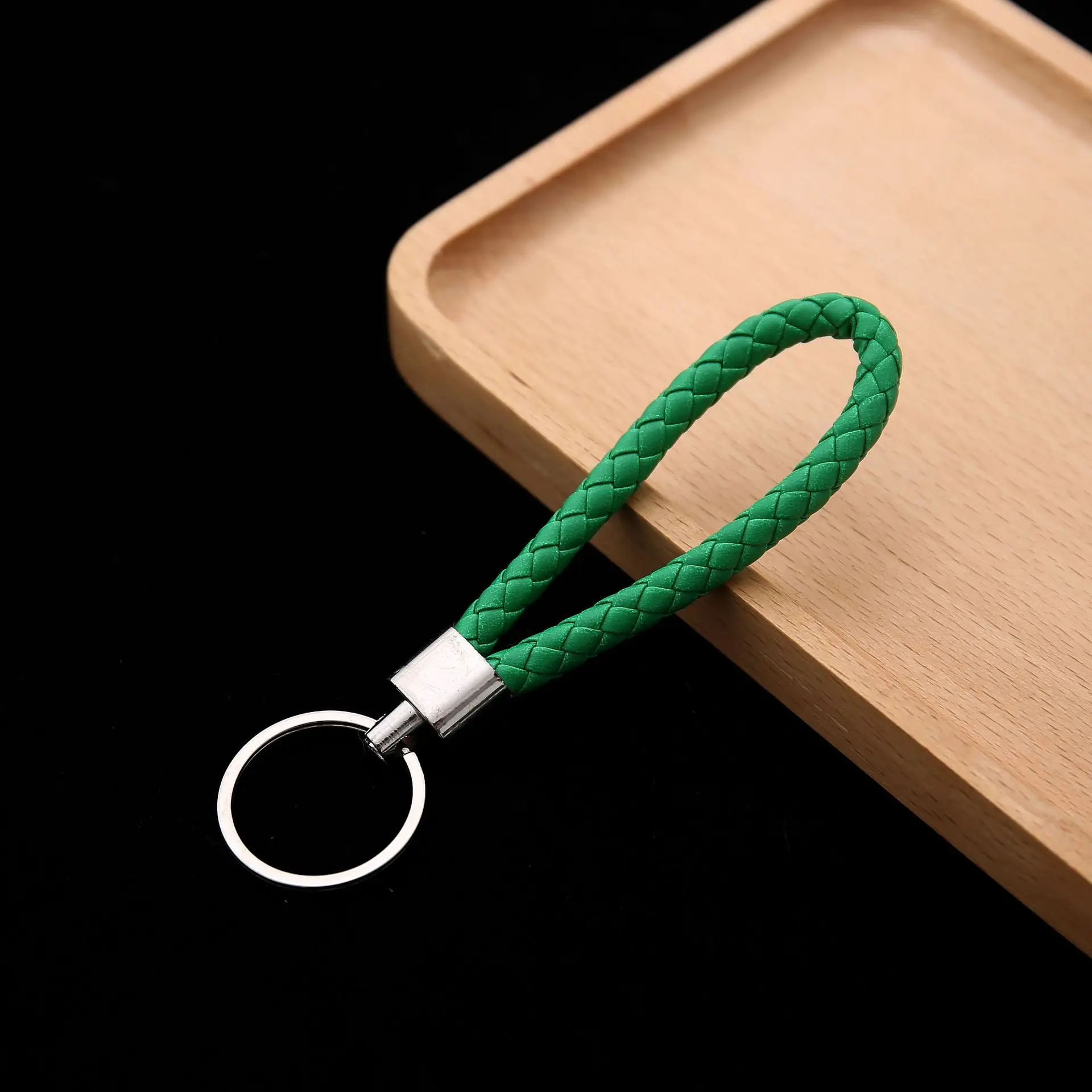 50pcs Colorful PU Leather Braided Keychains