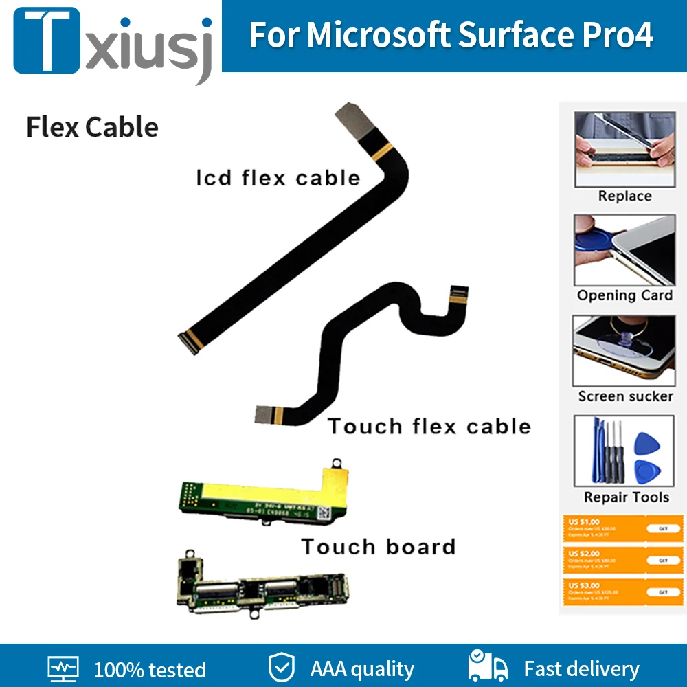 AAA+++ Flex Cable For Microsoft Surface Pro4 1724 Touch LCD Flex Cable Connectors For Surface PRO 4 Touch Board обложка mypads для microsoft surface go с подставкой радужные бабочки