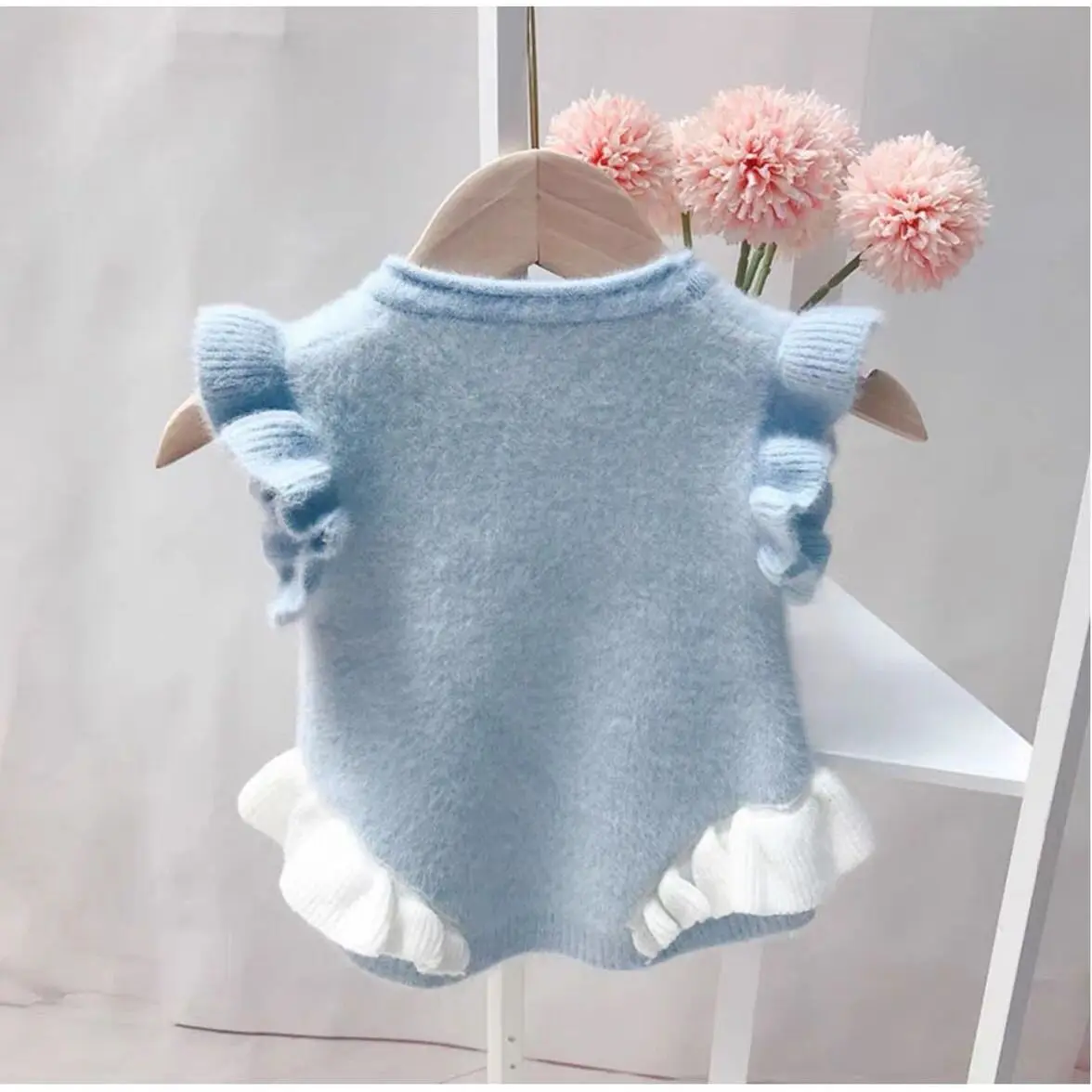 Girl Baby Pullover Vest Girls Waistcoat Sweater Children\'s Wool Vest Baby Infant Sweater Outer Wear Vest Kids Coat 0-5 Years