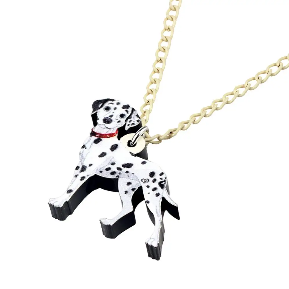 Bonsny Acrylic Standing Spotted Dog Necklace Pendant Choker Pets Jewelry Women Girls Teen Kids 2019 New Fashion Charms Hot Gifts