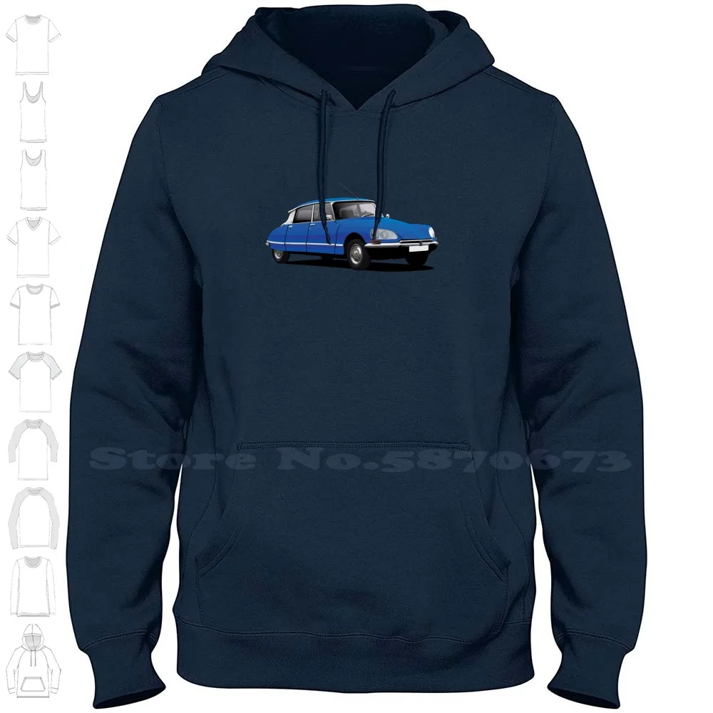 Ds Illustration , Blue 100% Cotton Hoodie T-Shirt Citro ? N Ds Ds 21 Ds 23 France Automobile Car 60S 70S Godess Blue