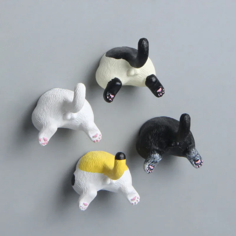 

4pcs Creative Three-dimensional Cat Buttocks Refrigerator Magnet Sticker Fridge Message Photo Wall Decor Kitchen Decoration