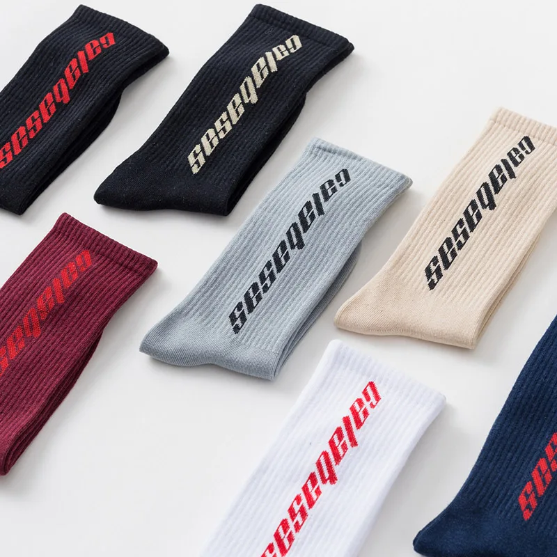 Chaussettes longues en coton pour hommes et femmes, Streetwear, Kanye West, Ins Crew, Hip Hop, Lettre, Calabasas, Skateboard, Mode