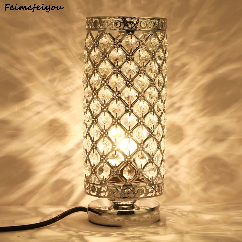 

2021 Simple modern crystal table lamp ins girl warm and romantic bedroom bedside lamp creative decoration touch night light