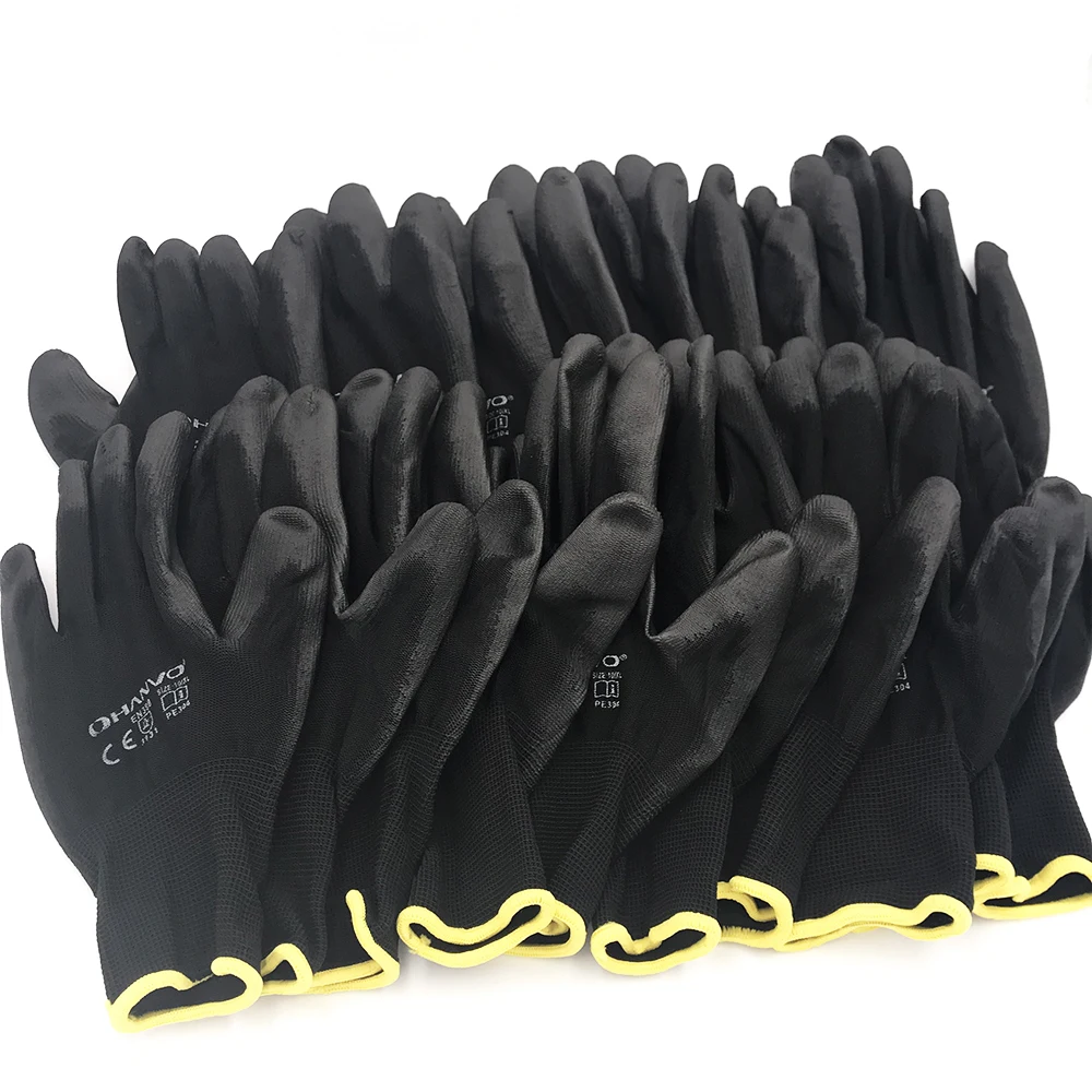 1 Pairs PU Nitrile Safety Coating Work Gloves Palm Coated Gloves Mechanic Working Gloves Have CE Certified EN388