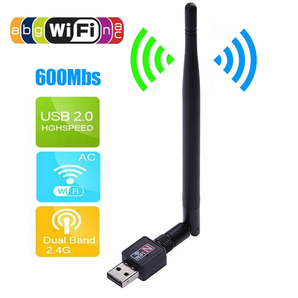 

Wireless 600Mbps USB WiFi Router Adapter PC Network LAN Card Dongle with Antenna