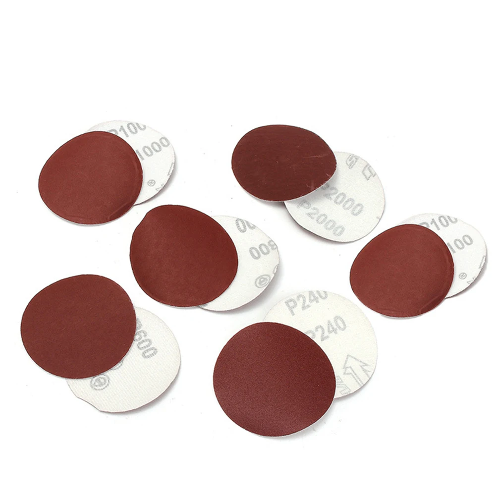 2 Cal 50mm hak i pętla stopa szlifierska 3mm cholewka z 60 sztuk 100/240/600/800/1000/2000 Grit flokowanie papier ścierny zestaw