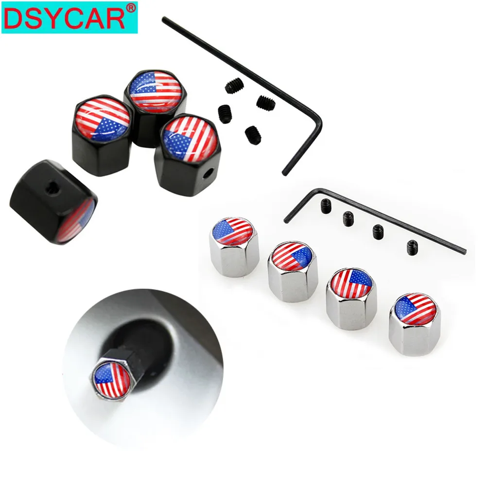 

DSYCAR 4Pcs/Set US Flag Style Bike Motorcycle Car Tire Valve Stem Caps For Car/Motorcycle,Air Leakproof