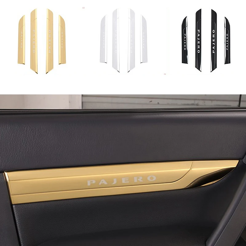 

4pc Stainless Steel Inner Door Panle Decoration Cover Fit For Mitsubishi Pajero Montero v93 v97 v98 2007-2021