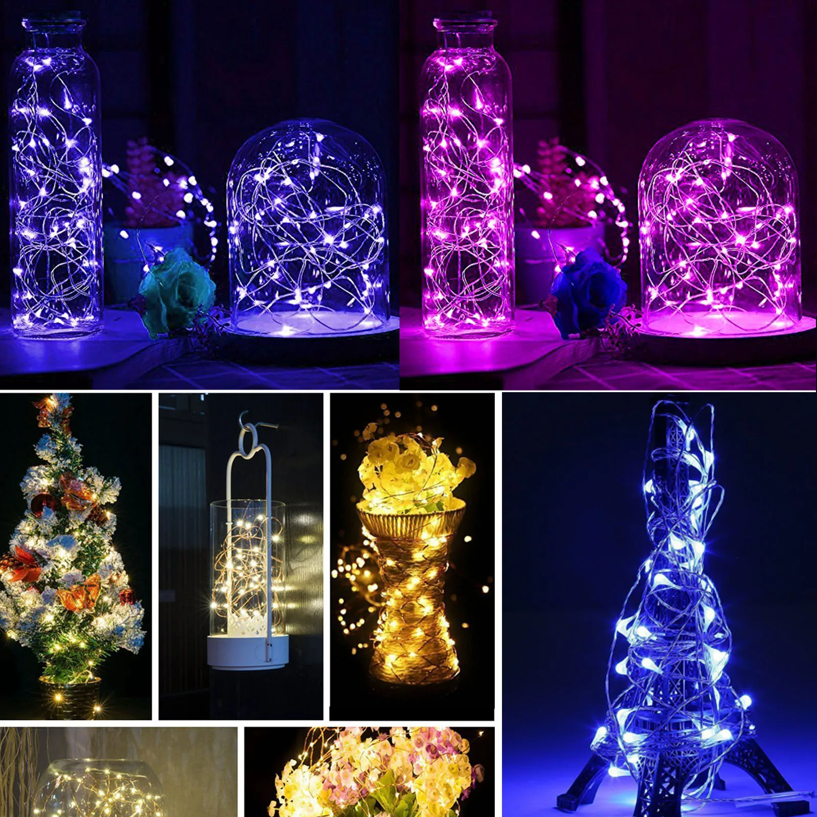 2M 3M 5M 10M Outdoor LED String lights Holiday lighting Fairy Garland For Christmas Tree Wedding Party Decor Powered  Battery