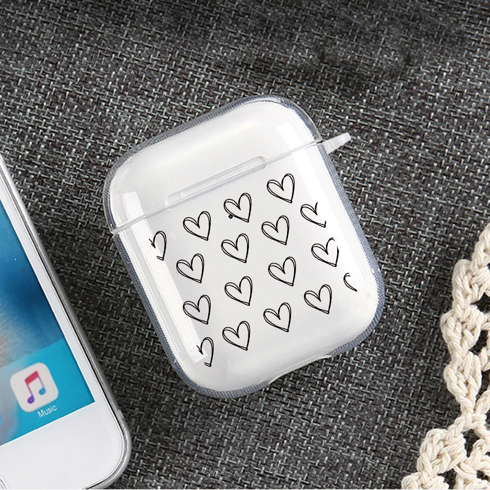 Love Heart Transparent TPU Cover For Apple Airpods 2/1 3 Earphone Coque Soft Protector Funda Airpods Pro Pod Covers Earpods Case