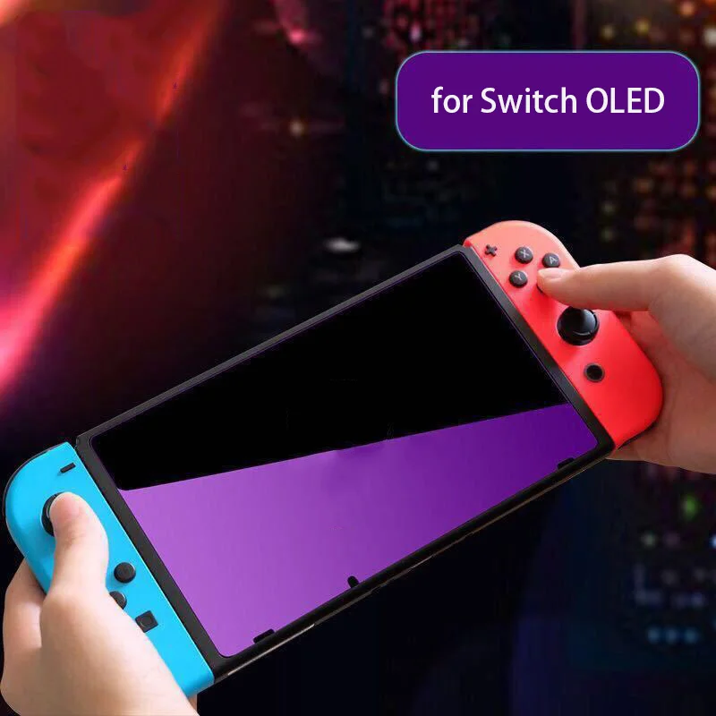 For Nintendo Switch OLED Anti Blue Tempered Glass Full Cover HD Screen Protector For Switch OLED Clear 9H Protective Front Film