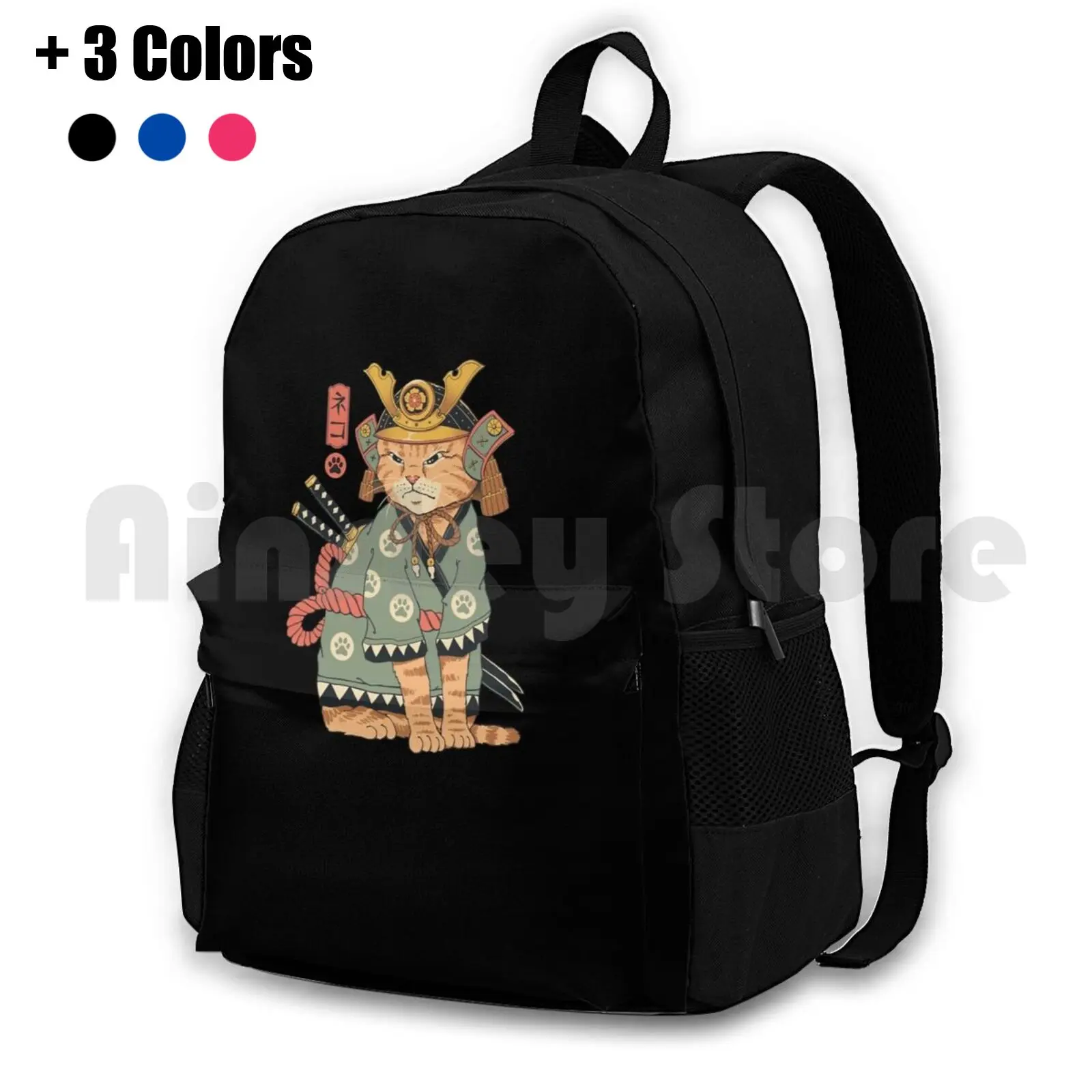 Neko Outdoor Hiking Backpack Riding Climbing Sports Bag Cat Cats Neko Neko Animal Animals Anime Japanese Art Ukiyo E Woodblock