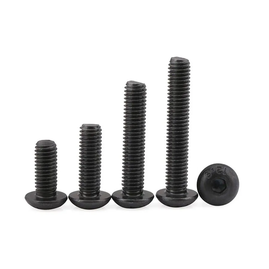Vis à tête hexagonale noire, 2-20 pièces, DIN7380 Grade 12.9 M3 M4 M5 M6 M8 Series, vis à tête ronde