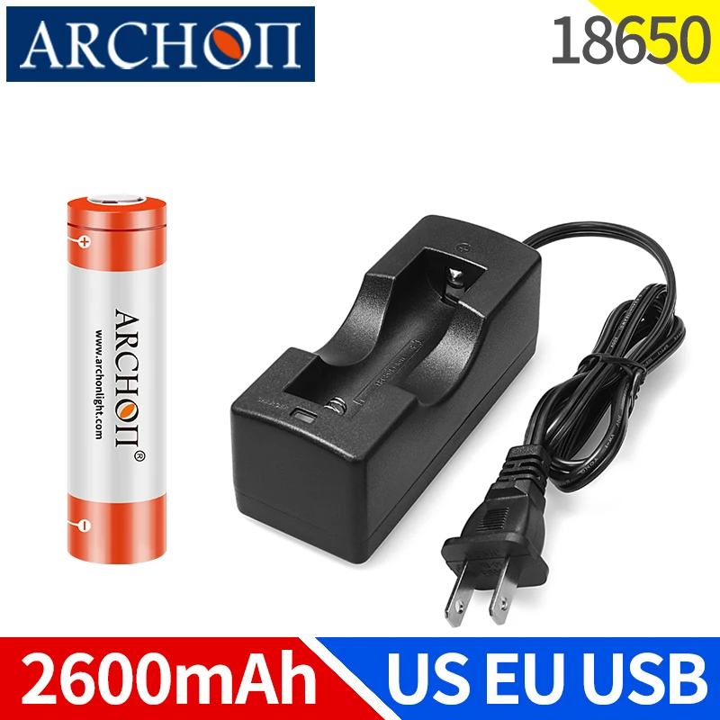 

ARCHON original 18650 lithium battery 2600mAh 3.7v EU US USB plug 18650 charger Rechargeable flashlight battery Original genuine