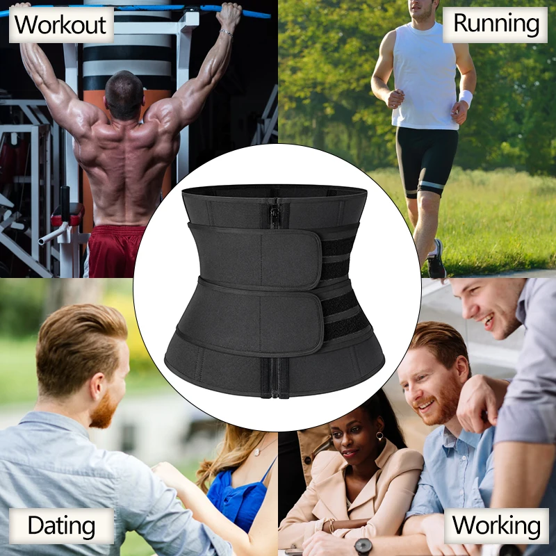 Men Waist Trainer Corsets Fitness Trimmer Belt Slimming Body Shaper for Weight Loss Sauna Sweat Girdle Workout Fat Burner Fajas