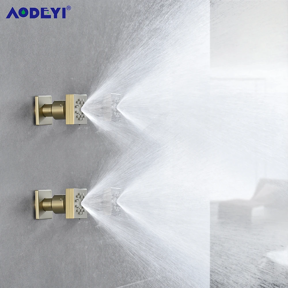 Spray Nozzle Body Jet Hydraulic Acupuncture Massage Water Saving Shower Head Jets Brass Shower Room Brushed Gold Bathroom System