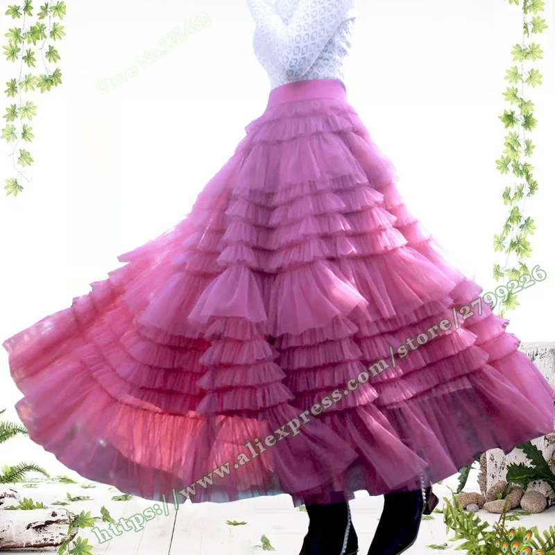 Elegant plus Size Mesh Stitched Pleated Maxi Skirt for Women Spring 2025 Customizable Long Elegantes Faldas Largas Free Shipping